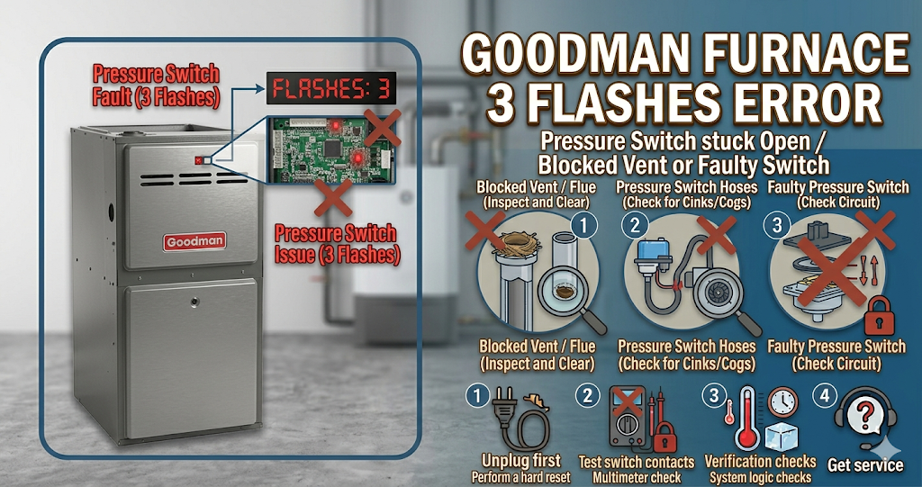Goodman furnace 3 flashes