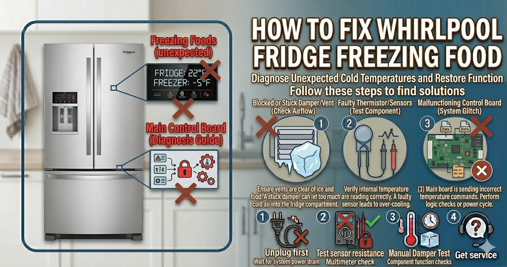 Whirlpool fridge freezing food